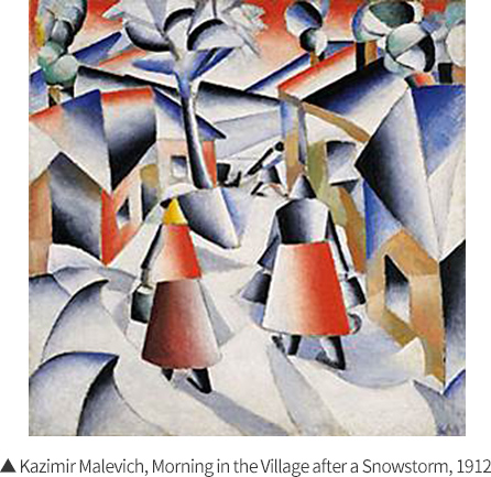▲ Kazimir Malevich, Morning in the Village after a Snowstorm, 1912